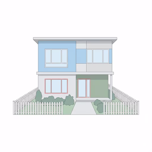 Existing home with vinyl fence and dry vegetation within 5 feet of structure