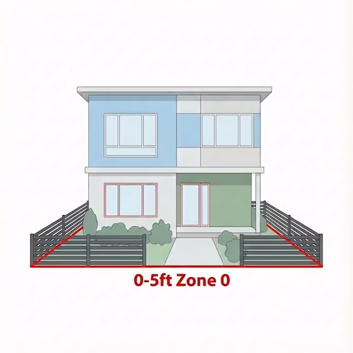 Completed Zone 0 with non-combustible aluminum fence installed